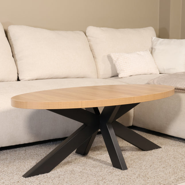 Salontafel ovaal lichtbruin melamine 120cm Denzel
