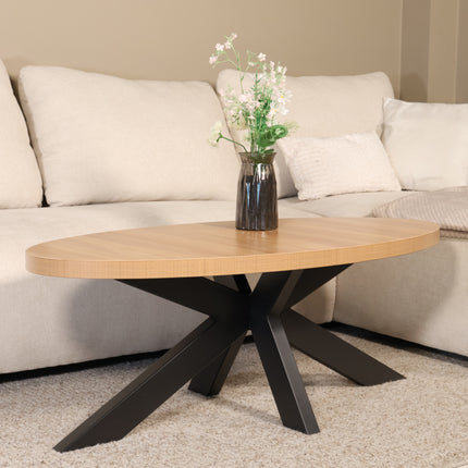 Salontafel ovaal lichtbruin melamine 120cm Denzel