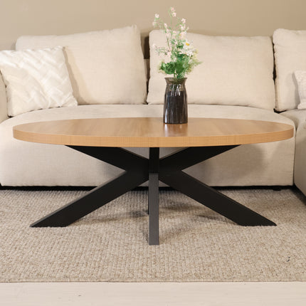 Salontafel ovaal lichtbruin melamine 120cm Denzel