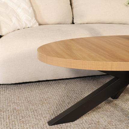 Salontafel ovaal lichtbruin melamine 120cm Denzel