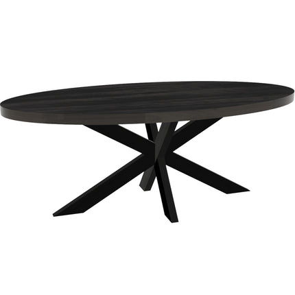 Eettafel James ovaal 200cm zwart mangohout