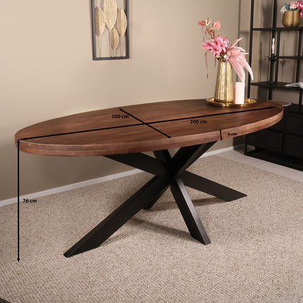 Eettafel James ovaal 200cm walnoot mangohout