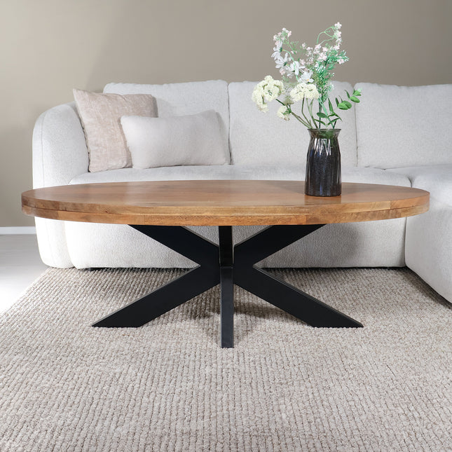 Salontafel ovaal lichtbruin mangohout 130cm Jimmy