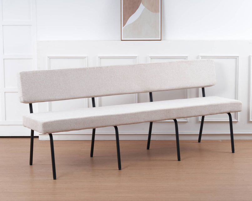 Eetkamerbank Wendy 220cm zand stof