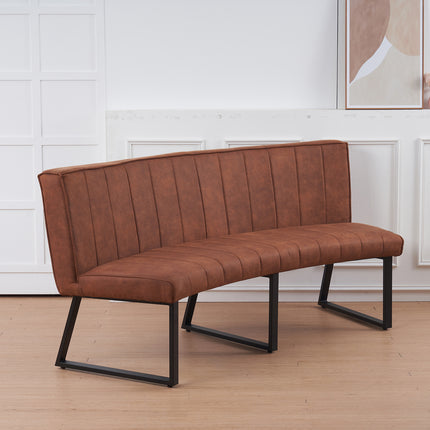 Eetkamerbank ovaal Menzo 180cm cognac microvezel