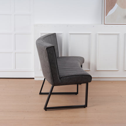 Eetkamerbank ovaal Menzo 180cm antraciet microvezel