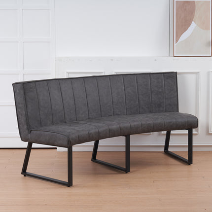 Eetkamerbank ovaal Menzo 180cm antraciet microvezel