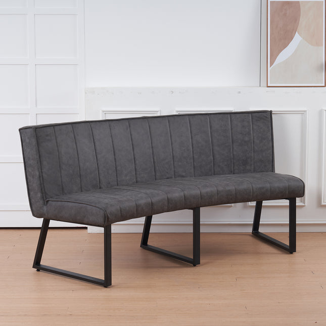 Eetkamerbank ovaal Menzo 180cm antraciet microvezel