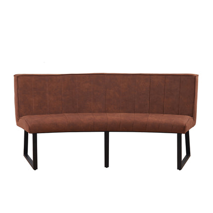 Eetkamerbank ovaal Menzo 180cm cognac microvezel