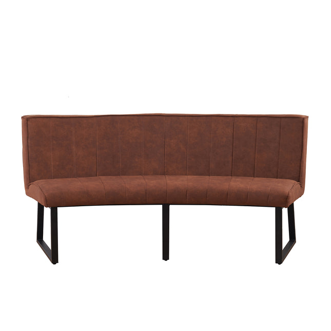 Eetkamerbank ovaal Menzo 180cm cognac microvezel