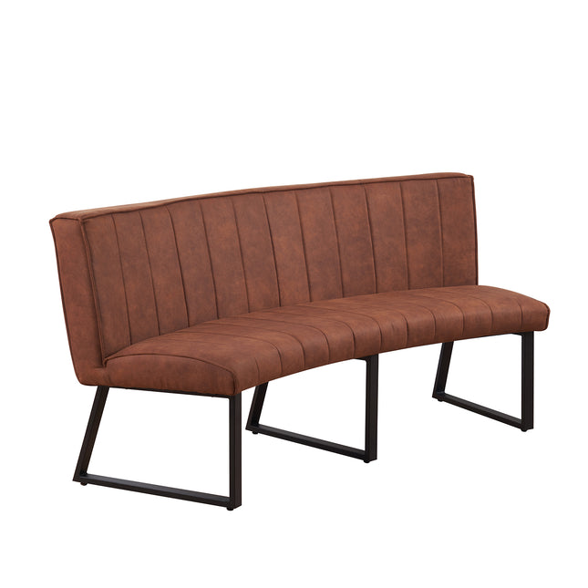 Eetkamerbank ovaal Menzo 180cm cognac microvezel