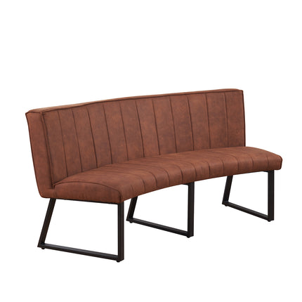 Eetkamerbank ovaal Menzo 180cm cognac microvezel