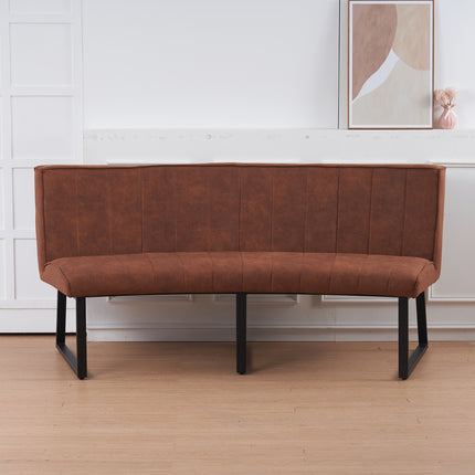 Eetkamerbank ovaal Menzo 180cm cognac microvezel