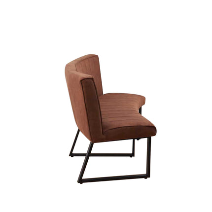 Eetkamerbank ovaal Menzo 180cm cognac microvezel