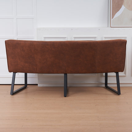 Eetkamerbank ovaal Menzo 180cm cognac microvezel