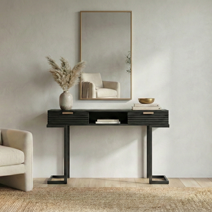 Kaptafel Georgia mangohout zwart 120cm