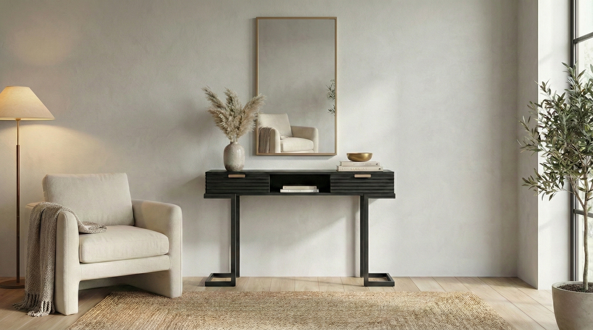 Kaptafel Georgia mangohout zwart 120cm