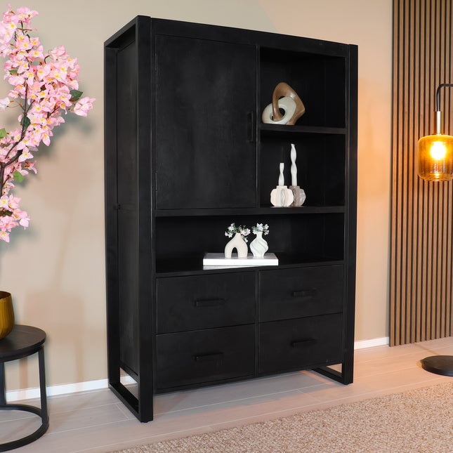 Mangohout kast 150cm zwart Dexie