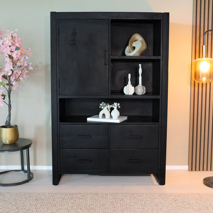 Mangohout kast 150cm zwart Dexie