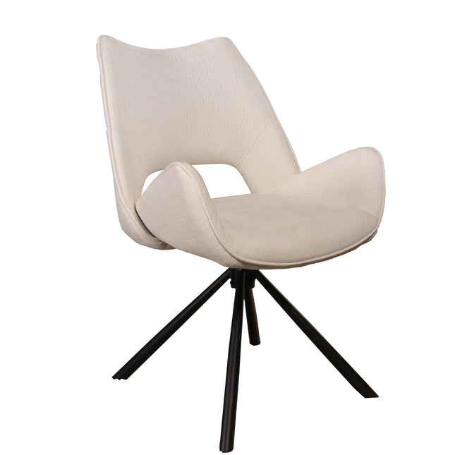 SET DEAL: 6 Eetkamerstoelen draaibaar gebroken wit stof Kevin