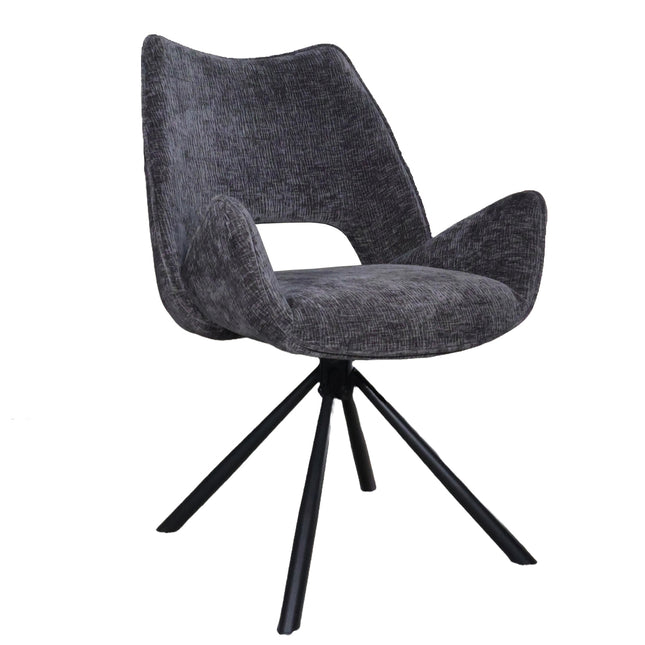 SET DEAL: 6 Eetkamerstoelen draaibaar zwart stof Kevin