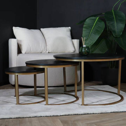 Salontafel rond 3delig goud MDF Kiki