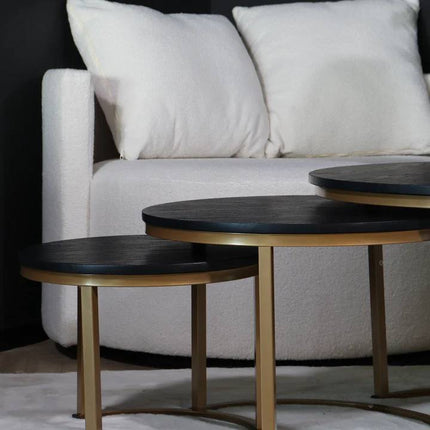 Salontafel rond 3delig goud MDF Kiki