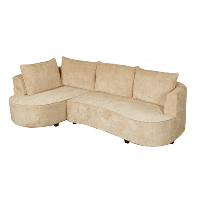 Hoekbank Lando rond beige chenille 270cm links