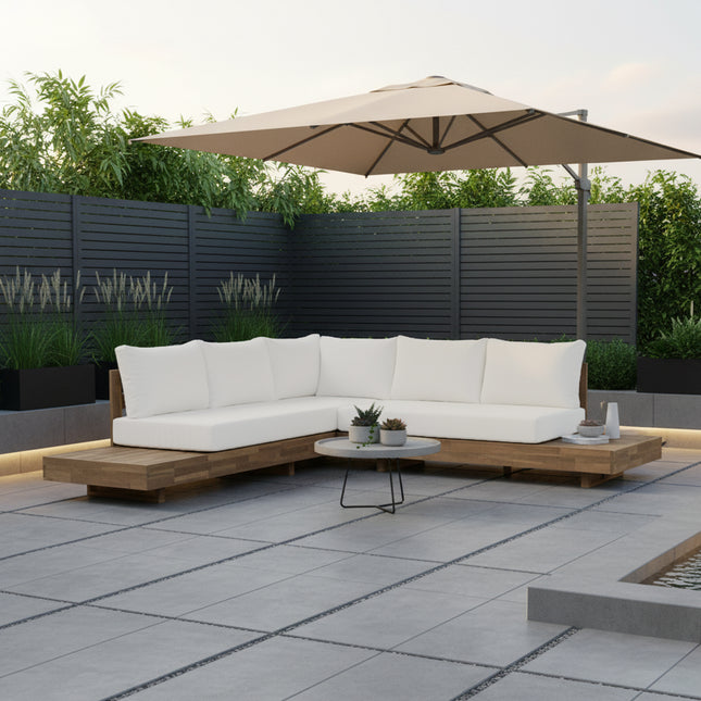 Loungebank tuin Donna beige acaciahout 248cm