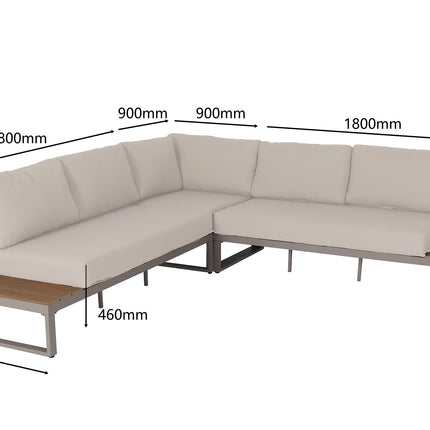Loungebank tuin Pippa beige aluminium 270cm
