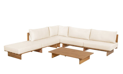 Loungebank tuin Benito beige acaciahout 270cm met tafel