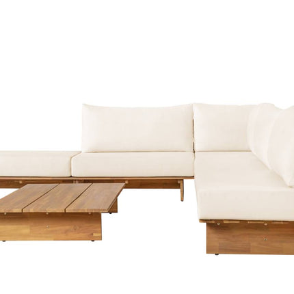 Loungebank tuin Benito beige acaciahout 270cm met tafel