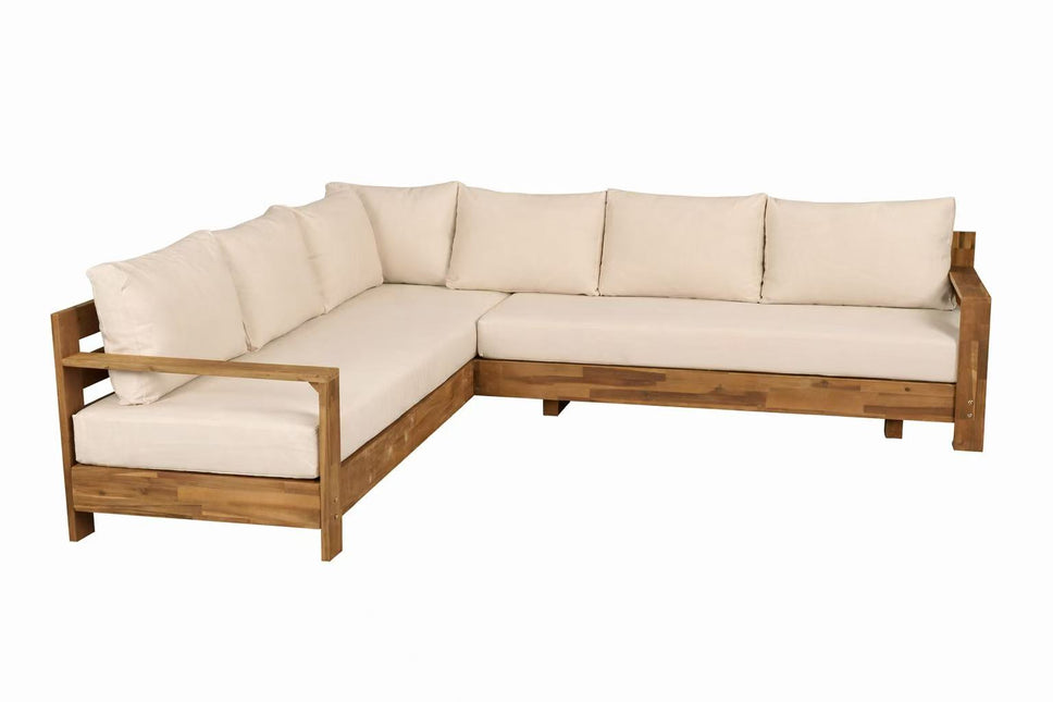 Loungebank tuin Boris beige acaciahout 220cm