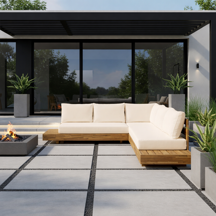 Loungebank tuin Charlie beige acaciahout 230cm