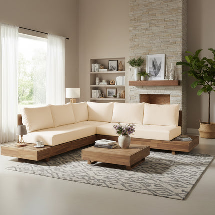 Loungebank tuin Charlie beige acaciahout 230cm