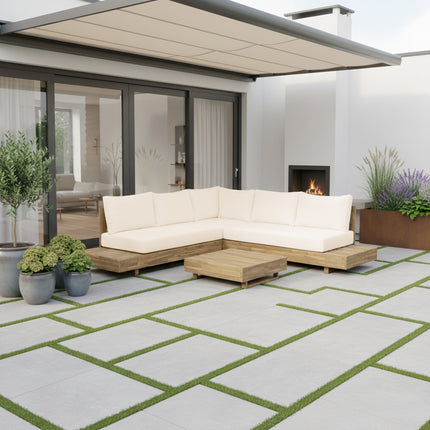 Loungebank tuin Charlie beige acaciahout 230cm