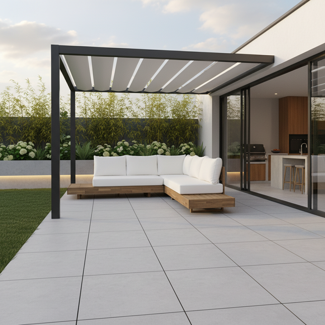 Loungebank tuin Donna beige acaciahout 248cm