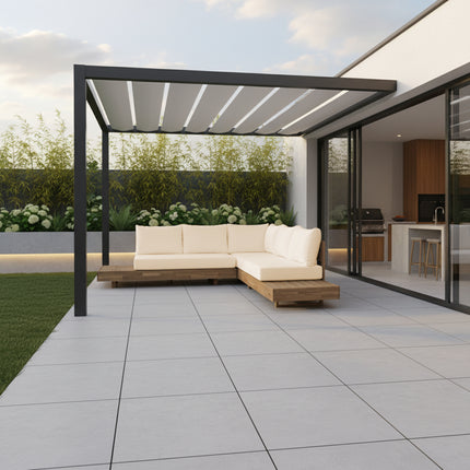 Loungebank tuin Donna beige acaciahout 248cm