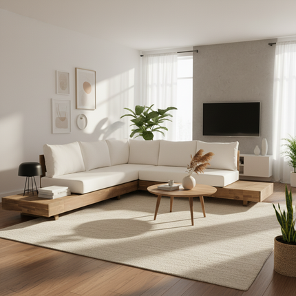 Loungebank tuin Donna beige acaciahout 248cm