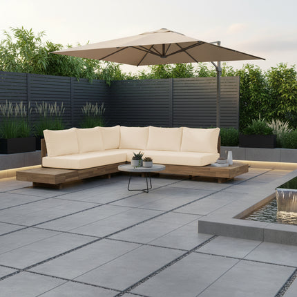 Loungebank tuin Donna beige acaciahout 248cm