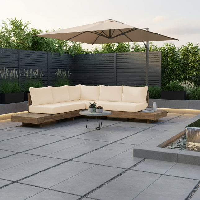 Loungebank tuin Donna beige acaciahout 248cm