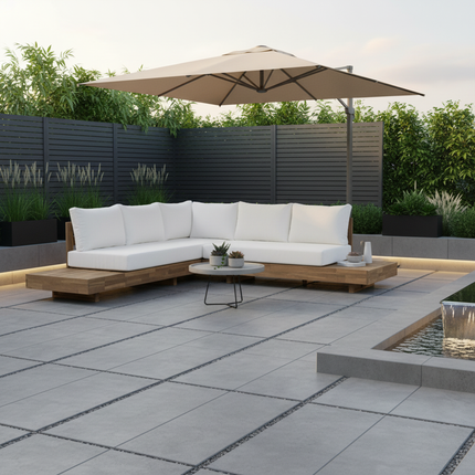 Loungebank tuin Donna beige acaciahout 248cm