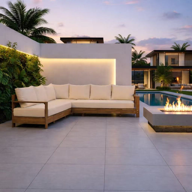 Loungebank tuin Lahon beige acaciahout 250cm