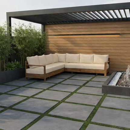 Loungebank tuin Lahon beige acaciahout 250cm