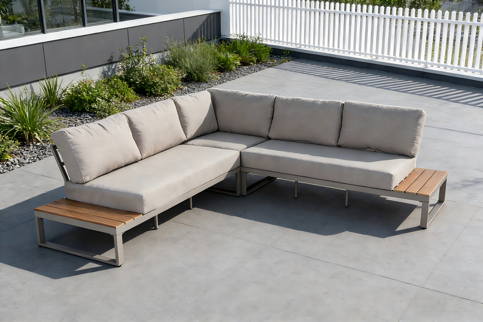 Loungebank tuin Pippa beige aluminium 270cm