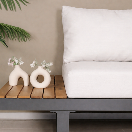 Loungebank tuin set Darcio wit aluminium 240cm met bijzettafel