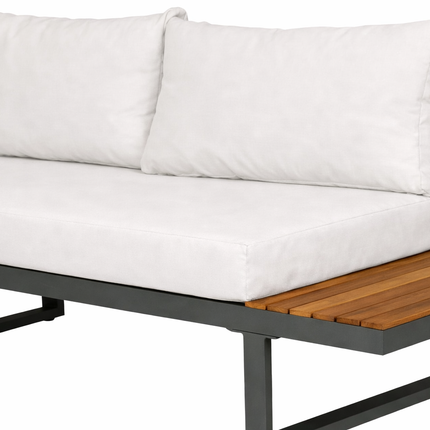 Loungebank tuin set Darcio wit aluminium 240cm met bijzettafel