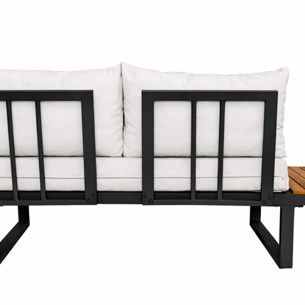 Loungebank tuin set Darcio wit aluminium 240cm met bijzettafel