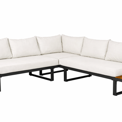 Loungebank tuin set Darcio wit aluminium 240cm met bijzettafel