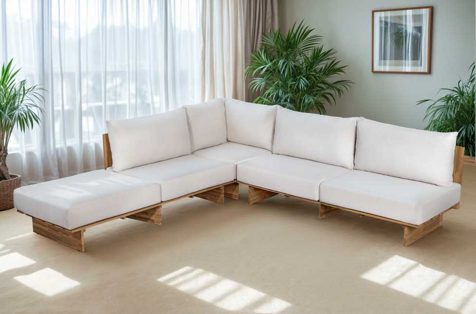 Loungebank tuin Benito beige acaciahout 240cm